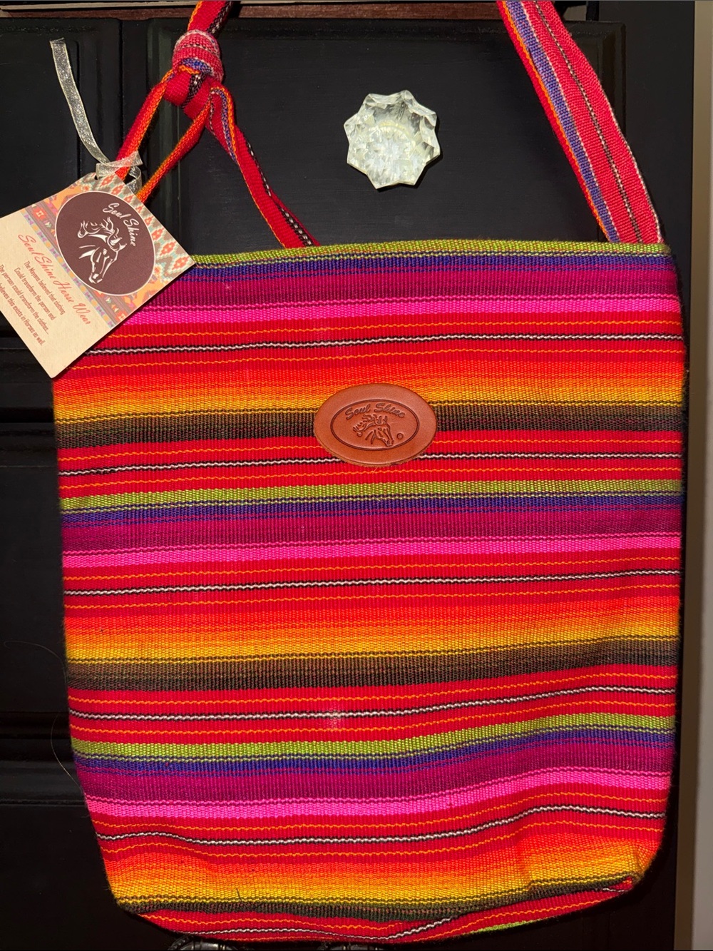 Vibrant Multicolor Striped Crossbody Bag by Soul Shine Fruit-dyed purse handbag